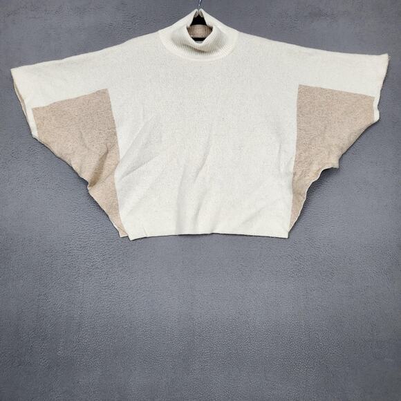 Note di Anita Poncho Sweater Womens One Size Ivory Tan Turtleneck Made in Italy - Picture 1 of 11